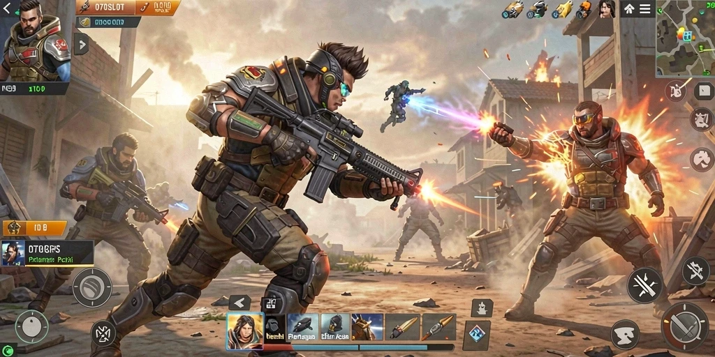 Screenshot gameplay 070SLOT menampilkan aksi tembak-menembak seru.