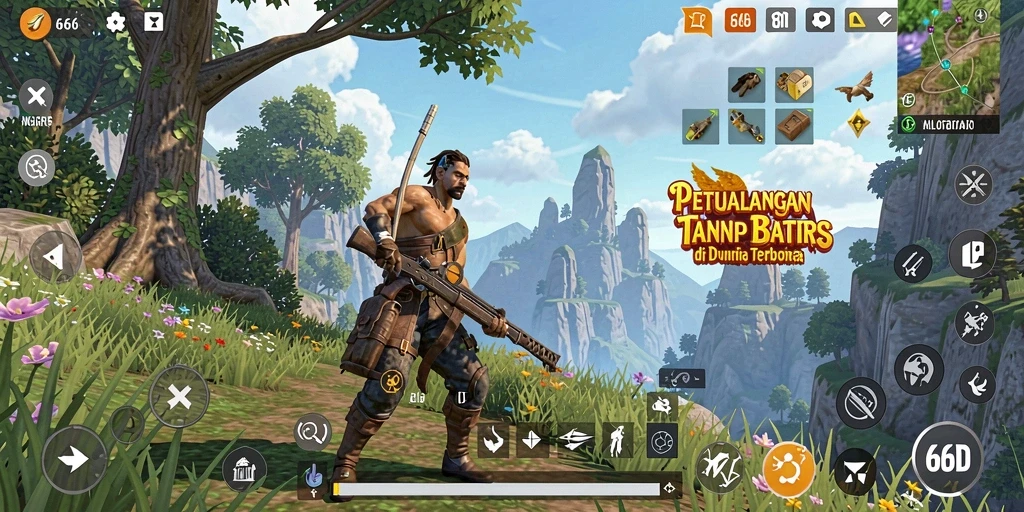 Gameplay 66D yang menampilkan eksplorasi dunia terbuka.