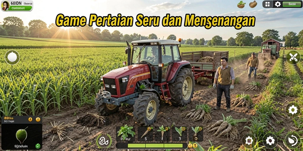 Penampilan gameplay pertanian yang menarik dan interaktif.