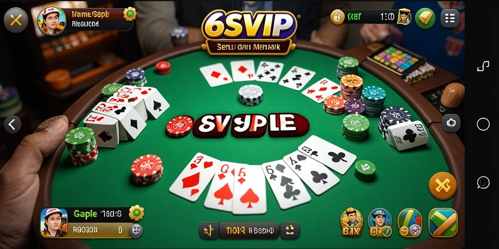 Screenshot gameplay 6SVIP menampilkan suasana pertandingan Gaple yang seru.