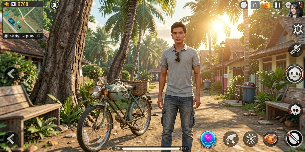 Gameplay menarik di dunia simulasi 8768 dengan interaksi karakter.