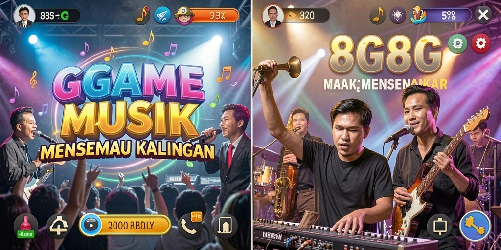 Tangkapan layar dari gameplay 8G8G menampilkan permainan musik yang seru.