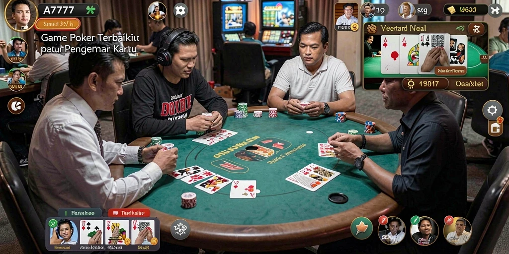Tampilan mendebarkan dari gameplay Poker A7777.