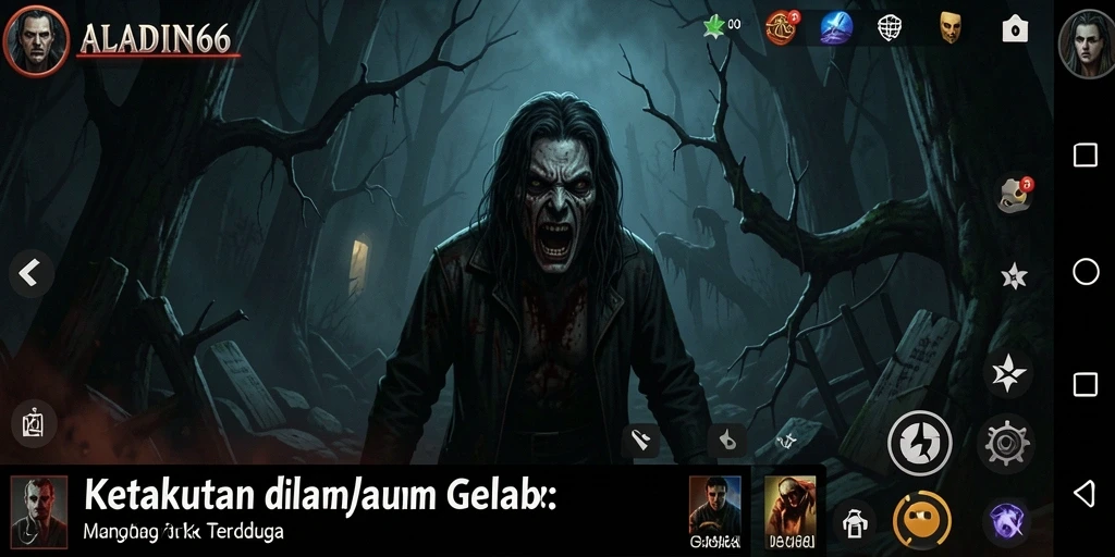Tangkapan layar gameplay ALADIN66 memperlihatkan suasana menegangkan dan mencekam.