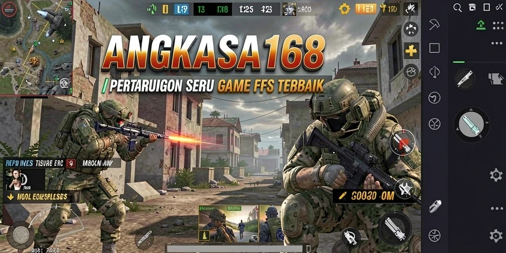Screenshot utama ANGKASA168 menampilkan aksi tembak-menembak yang intens.