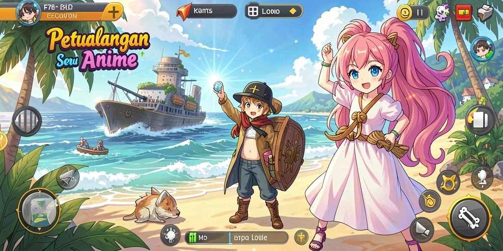 Screenshot utama <strong>F7F7</strong> menampilkan aksi seru dan karakter anime yang menawan.