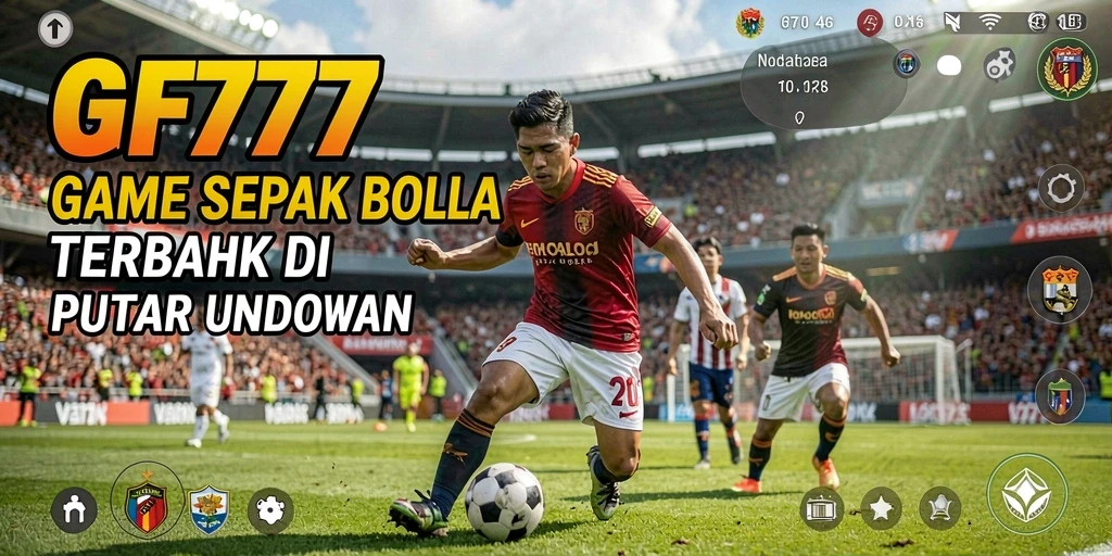 Screenshot gameplay GF777 menampilkan aksi seru di lapangan sepak bola.