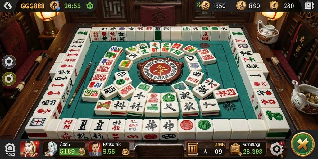 Screenshot gameplay GGG888 dengan tampilan ubin Mahjong yang menarik.