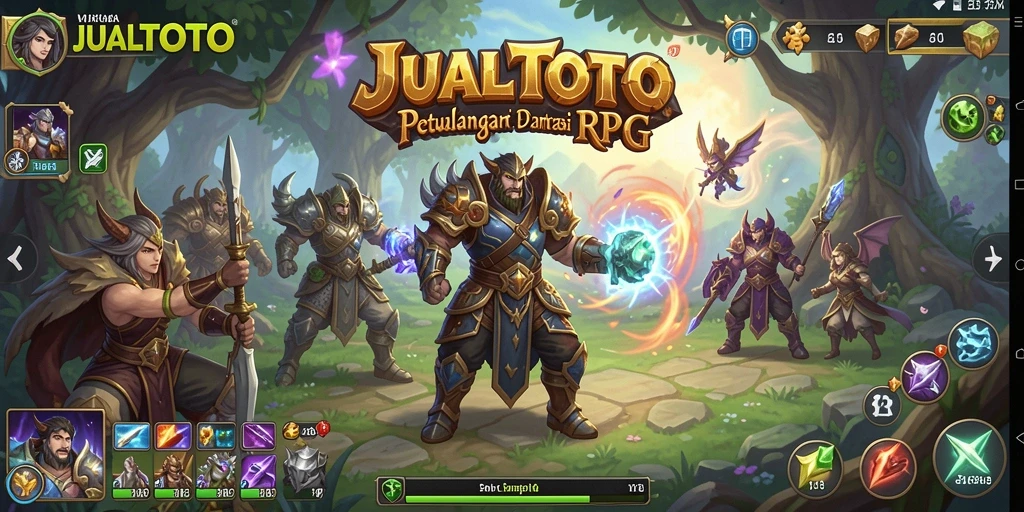 Tangkapan layar utama JUALTOTO menampilkan aksi pertempuran RPG yang mendebarkan.