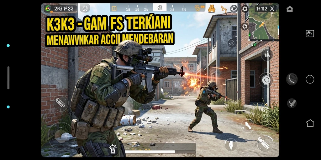 Tampilan gameplay K3K3 yang mendebarkan dalam pertempuran FPS.