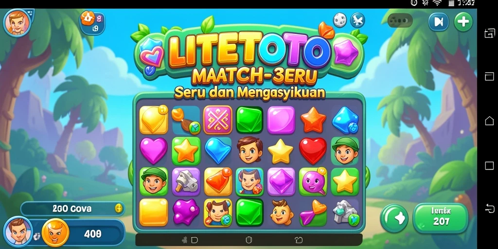 Tampilan menarik gameplay Match-3 yang penuh warna.