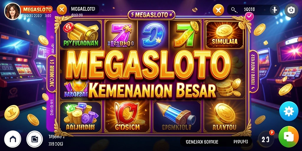 Tampilan seru gameplay MEGASLOTO dengan undian angka.