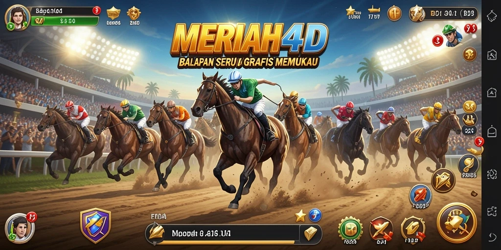 Tampilan gameplay seru di lintasan balapan MERIAH4D.