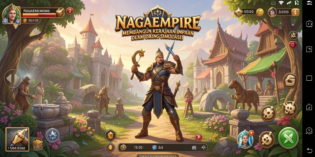 Tampilan gameplay simulasi membangun kerajaan yang menarik.