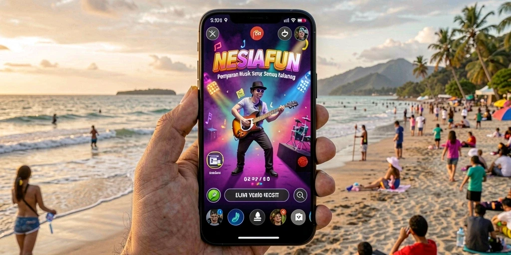Tangkapan layar utama NESIAFUN menampilkan gameplay musik yang interaktif dan menyenangkan.
