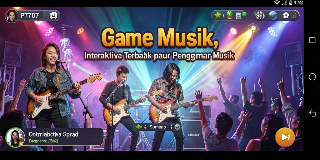 Tampilan gameplay PT707 yang menarik dan interaktif dengan lagu-lagu musik.