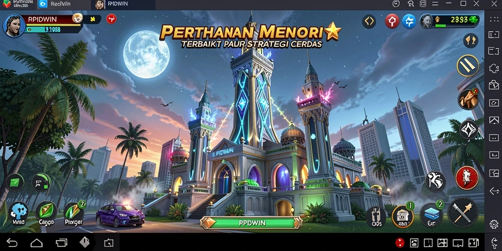 Tangkapan layar utama RPIDWIN menampilkan aksi gameplay Tower Defense.