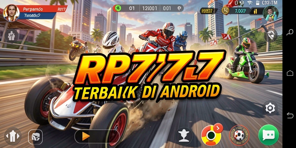 Screenshot utama RR777 menampilkan gameplay balap yang seru dan mendebarkan.