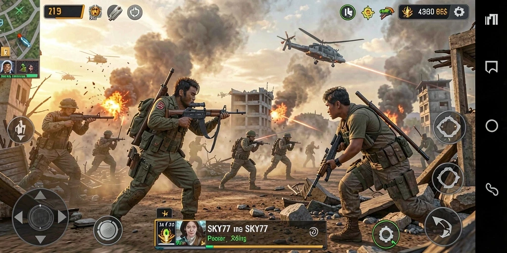 Tampilan gameplay seru dan intens di SKY77.