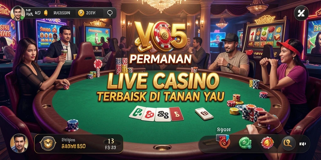 Screenshot VC5 menampilkan dealer langsung dalam permainan Live Casino.