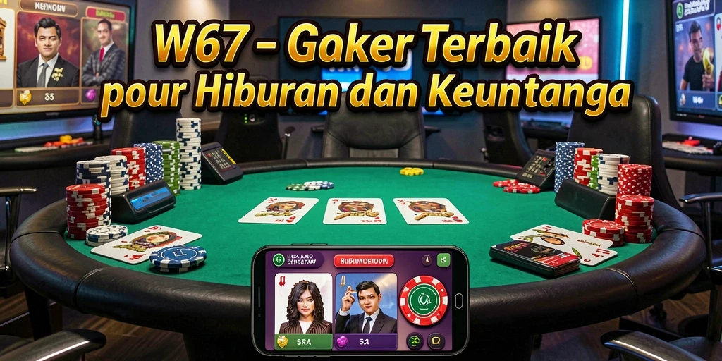 Screenshot gameplay W67 menunjukkan suasana seru permainan Poker yang menarik.